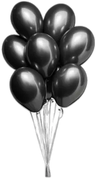 a bunch of black balloons