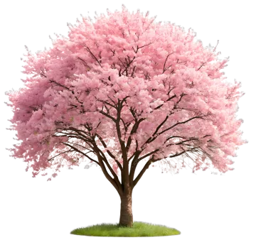 a pink cherry tree on a white background