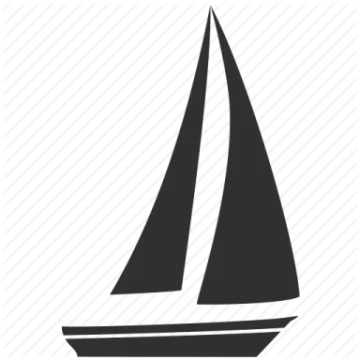 a black and white sailboat icon