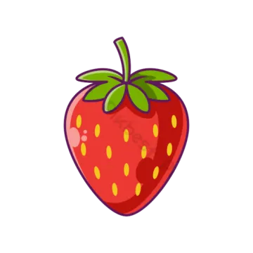 a red strawberry with green leaves on it