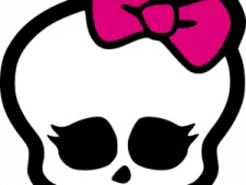 a skull with a pink bow on it