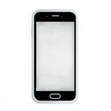 a black and white cell phone on a white background