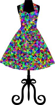 a dress on a manne with colorful triangles