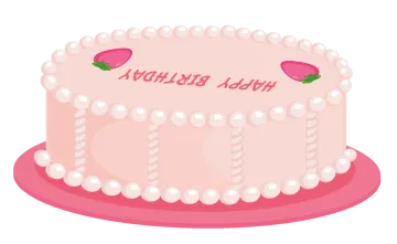 a pink cake with strawberries on top