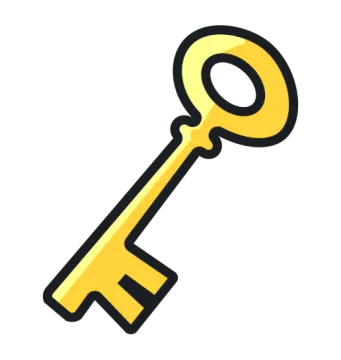 a golden key on a white background