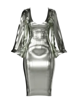 a silver dress on a white background