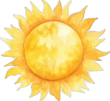a watercolor drawing of a sun