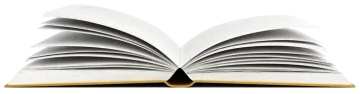 an open book on a white background