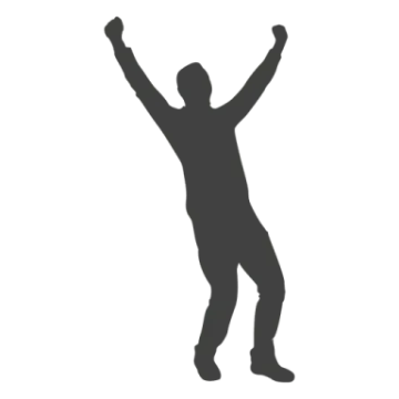 a silhouette of a man with his arms up