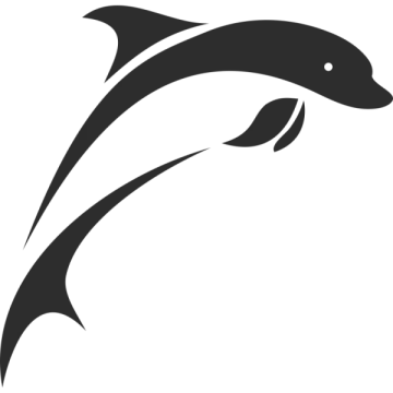 a black and white silhouette of a dolphin