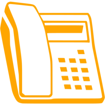 an orange and white phone icon