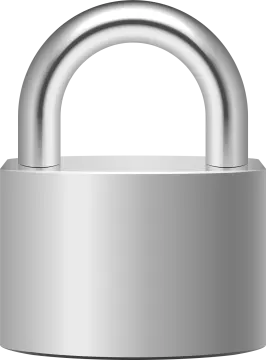 a silver padlock on a white background