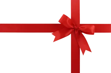a red ribbon with a bow on it