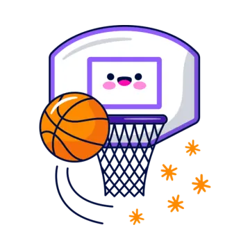 a basketball hoop with an orange ball flying through it