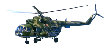 a military helicopter flying in the sky