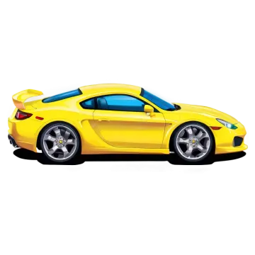 a yellow sports car on a white background