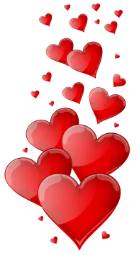 a bunch of red hearts flying in the air