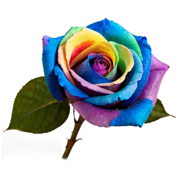 a rainbow colored rose on a white background