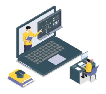 a person using a laptop with graphs on the screen