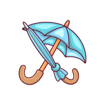a blue umbrella with a wooden handle