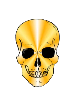 a drawing of a skull on a white background