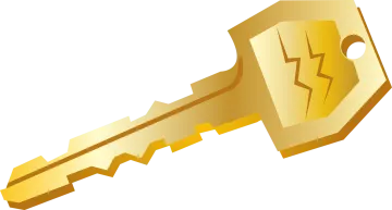 a golden key on a white background