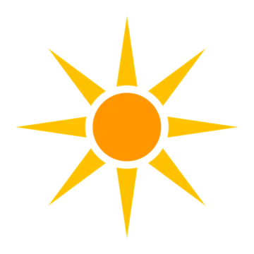a yellow sun on a white background
