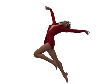 a woman in a red leor suit is dancing
