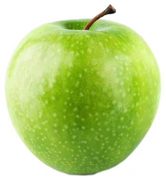 a green apple on a white background