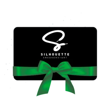 a black gift card with a green bow