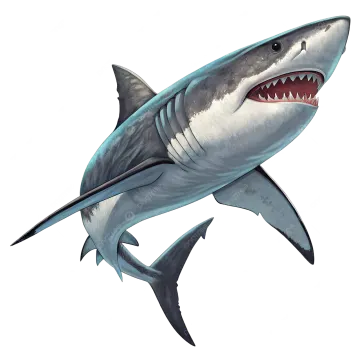 a drawing of a great white shark