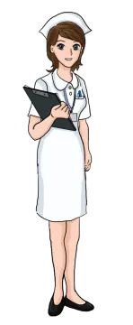 a female nurse holding a clipboard