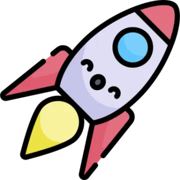 a cartoon rocket with blue eyes