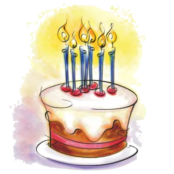 a birthday cake with three candles on top