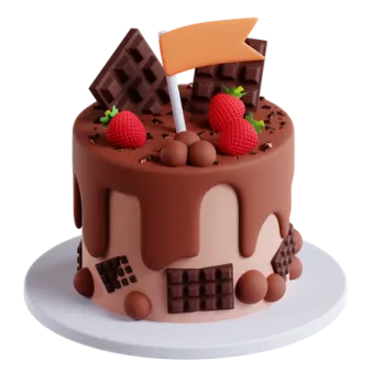 a cake with chocolate and strawberries on top