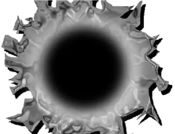 a black hole in the center of a white background