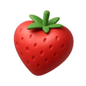 a red strawberry with a green leaf on top