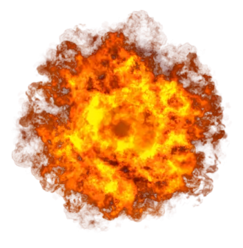 an explosion of fire on a white background