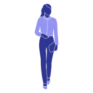 the silhouette of a woman in a white shirt and blue pants