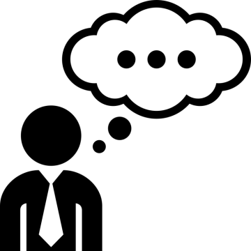 a man with a thought bubble above his head