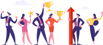 a group of people holding up a trophy