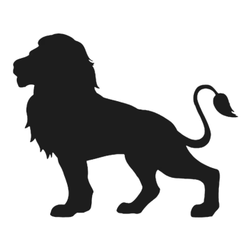 a black and white silhouette of a lion