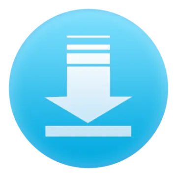a blue button with an arrow pointing up