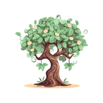 an apple tree with green leaves on it