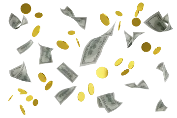 a bunch of money flying through the air