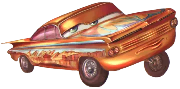 a drawing of a car with flames on it