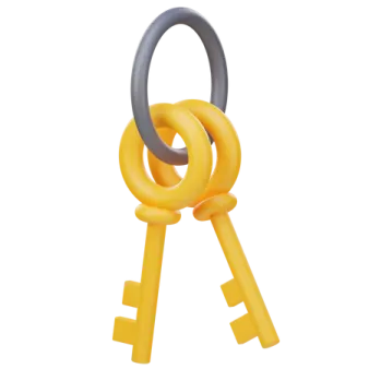 a yellow key with a grey ring on it