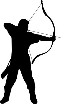 a silhouette of a man with a bow and arrow