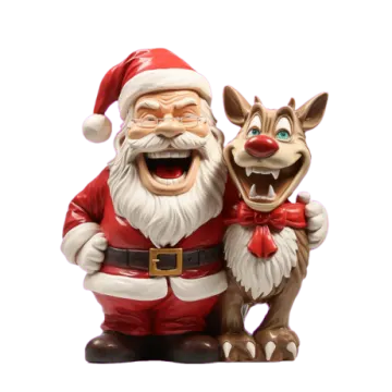 a fig of santa claus and rudolph the reindeer