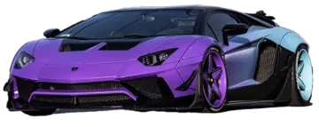 a purple and black lamb car on a white background